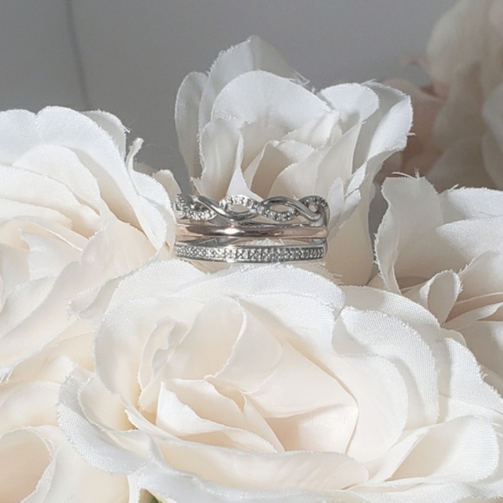 Brand New 40 Genuine Diamonds 14K Rose Gold & 925 Sterling Silver Ring 7
